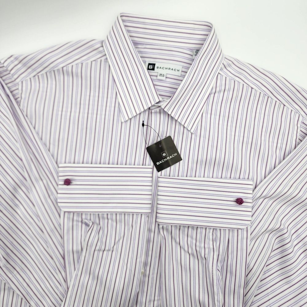 BACHRACH Multicolor Stripes  Long Sleeve Button Front Casual Men's Shirt 16.5‎